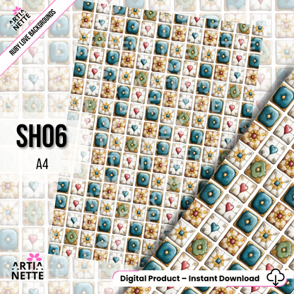 Papiery scrapbookowe A4 do druku – zestaw 22 tła vintage | Ruby Love Backgrounds