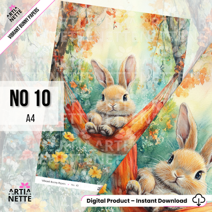 Vibrant Bunny A4 Papers – kolorowe papiery z króliczkami do scrapbookingu | 20 JPG