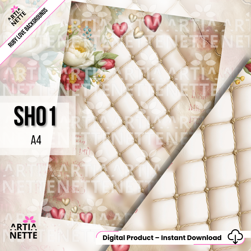 Papiery scrapbookowe A4 do druku – zestaw 22 tła vintage | Ruby Love Backgrounds