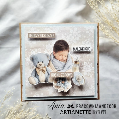 Grafiki chłopcy na Chrzest Święty – Boho Baptism Set 03 | arkusz A4 do wycinania