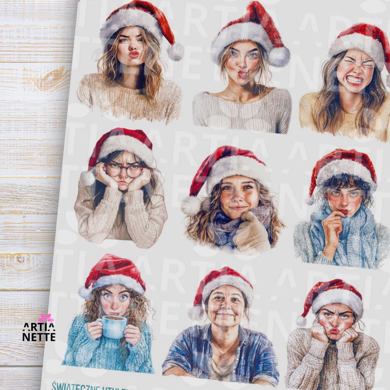 Cozy Christmas SET 05 A4 Sheet + 17 PNG Cliparts Feminine Christmas