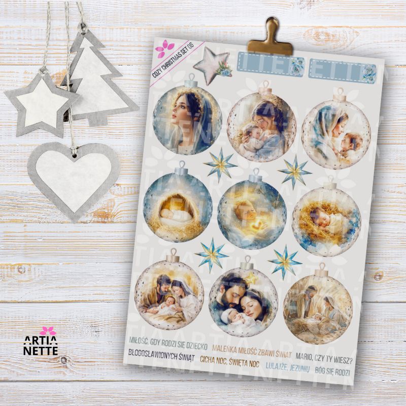 Cozy Christmas SET 05 A4 Sheet + 17 PNG Cliparts Feminine Christmas