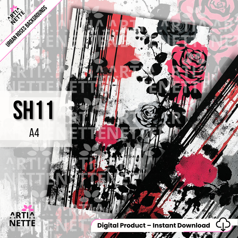 Urban Roses – Artystyczne tła A4 | Digital Paper Pack