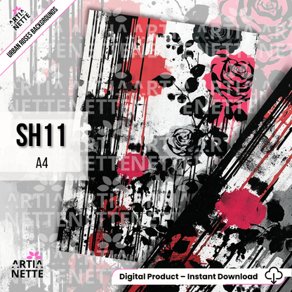 Urban Roses – Artystyczne tła A4 | Digital Paper Pack