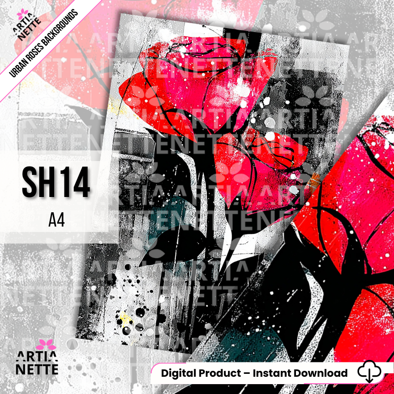 Urban Roses – Artystyczne tła A4 | Digital Paper Pack
