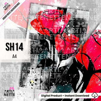 Urban Roses – Artystyczne tła A4 | Digital Paper Pack