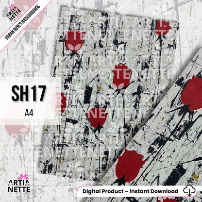 Urban Roses – Artystyczne tła A4 | Digital Paper Pack