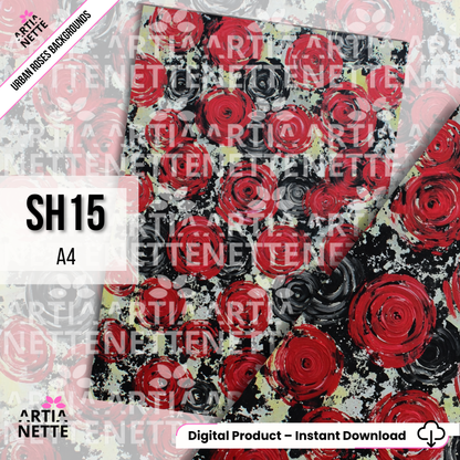 Urban Roses – Artystyczne tła A4 | Digital Paper Pack