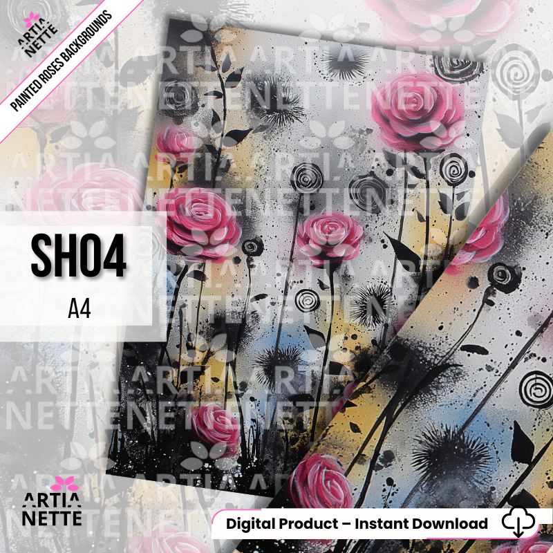 Painted Roses – Artystyczne tła A4 | Digital Paper Pack