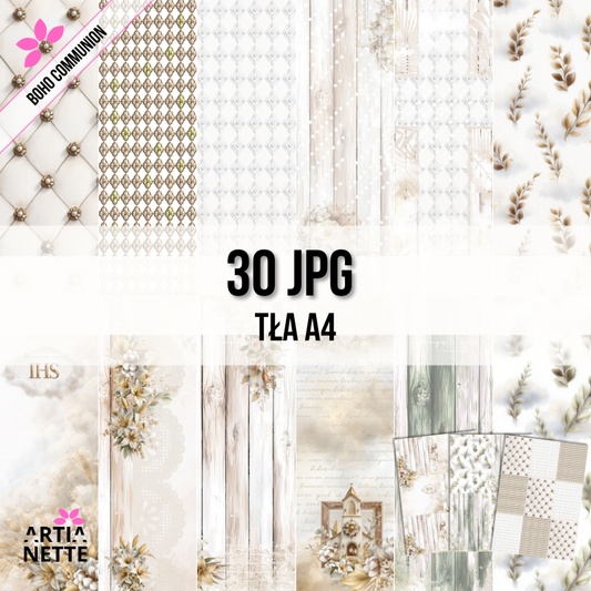 Boho Communion | zestaw teł JPG A4 – 30 wzorów