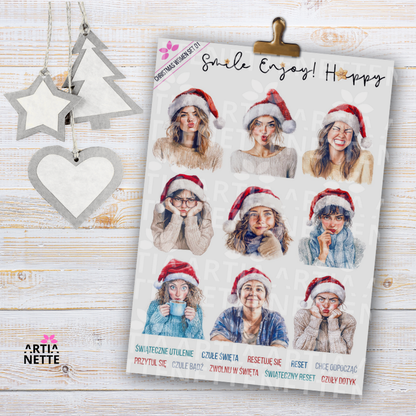 Cozy Christmas SET 05 A4 Sheet + 17 PNG Cliparts Feminine Christmas
