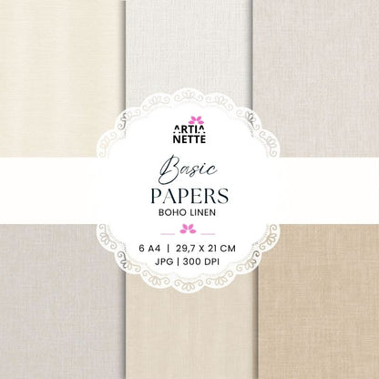 Basic Papers – Boho Linen | Lniane Papiery Bazowe A4