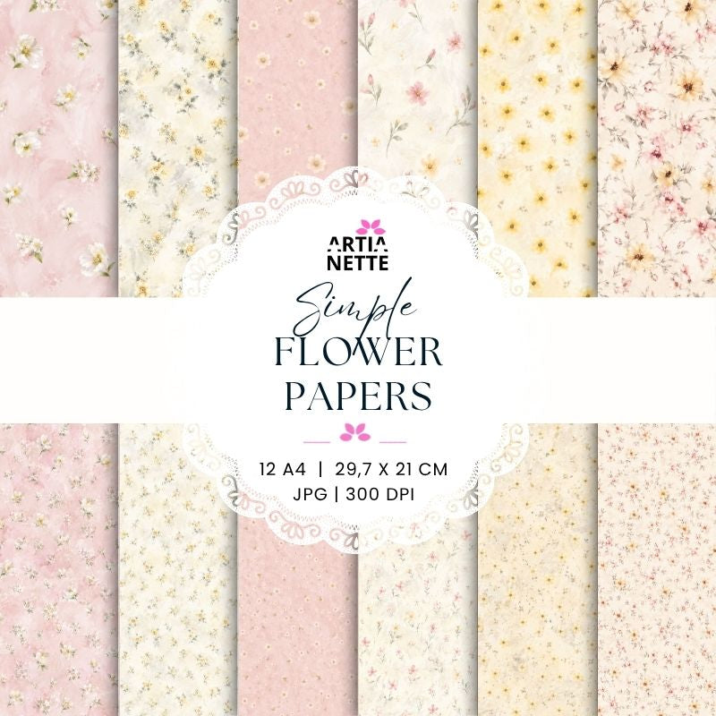 Simple Flower Papers | Delikatne Kwiatowe Papiery A4
