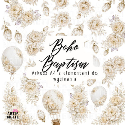 Boho Baptism Scrapbook Bundle - baby papers, for christening - mega set